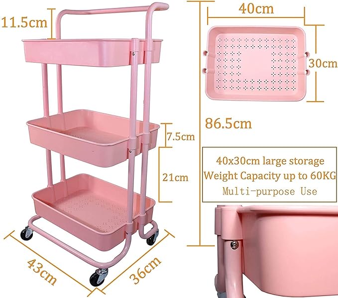 3 Tier Trolley Storage space-saving trolley for bedroom