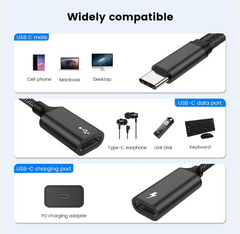 Female Adapter Splitter Cable Male to 2USB-C Female Cord Converter Dual Double USB C Port Hub Split Adapter